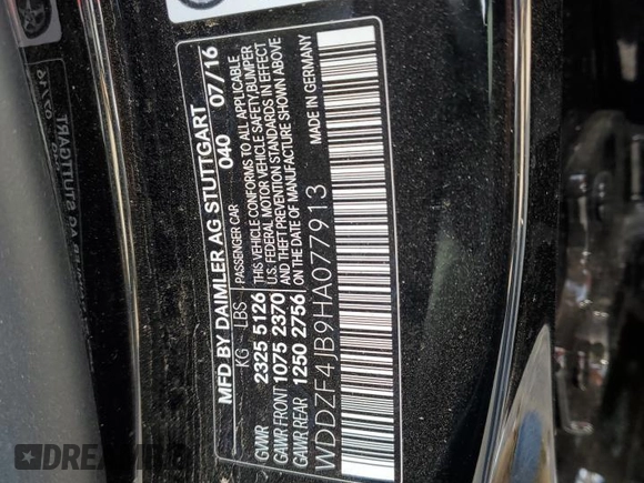2017 Mercedes-Benz E-Class E 300 Luxury with VIN WDDZF4JB9HA077913, listed as a Copart auction lot 64674812 with 45,268 mi miles. Bid and sale history available at carsss.com. Image 10.