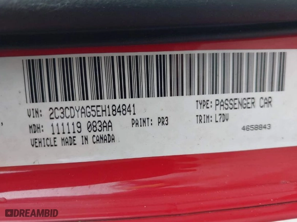 2014 Dodge Challenger SXT with VIN 2C3CDYAG5EH184841, listed as a IAAI auction lot 41759913 with 109,803 mi miles. Bid and sale history available at carsss.com. Image 9.