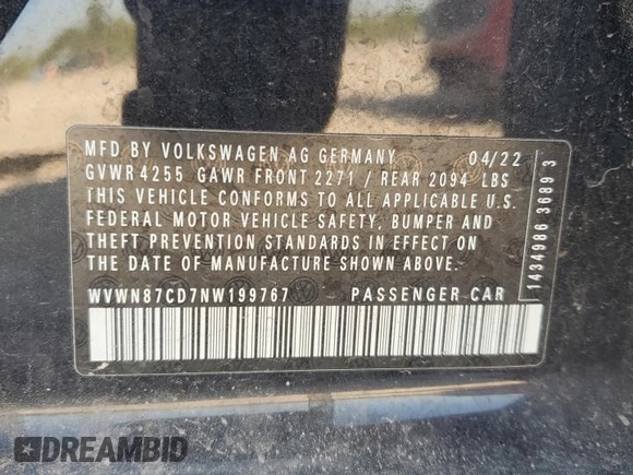 2022 Volkswagen Golf GTI SE with VIN WVWN87CD7NW199767, listed as a Copart auction lot 70205224 with 51,550 mi miles and Salvage Title. Bid and sale history available at carsss.com. Image 14.