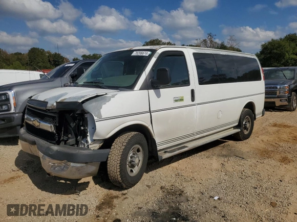 2012 Chevrolet Express Passenger 1LT with VIN 1GAZGYFG6C1106515, listed as a Copart auction lot 78206674 with 185,501 mi miles and Salvage title. Bid and sale history available at DreamBid. Image 1.