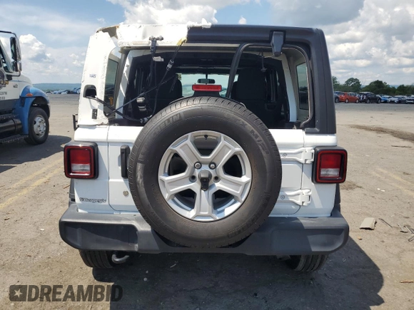 2020 Jeep Wrangler Unlimited Sport S with VIN 1C4HJXDG7LW144226, listed as a Copart auction lot 65087935 with 77,815 mi miles and Salvage title. Bid and sale history available at DreamBid. Image 6.