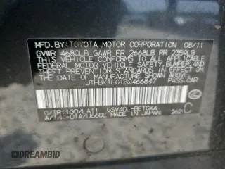 2011 Lexus ES 330 with VIN JTHBK1EG1B2466847, listed as a Copart auction lot 59402315 with 160,146 mi miles and Salvage title. Bid and sale history available at DreamBid. Image 12.
