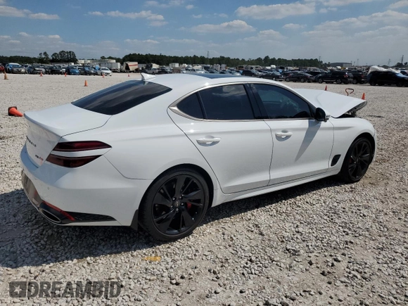 2023 Genesis G70 3.3T with VIN KMTG54TE7PU117917, listed as a Copart auction lot 73748604 with 33,688 mi miles and Clean Title. Bid and sale history available at DreamBid. Image 3.