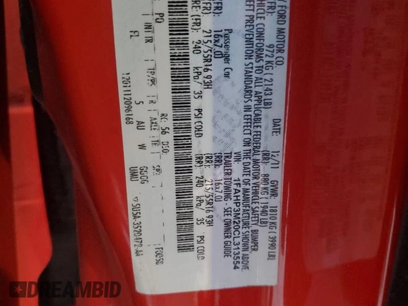 2012 Ford Focus SEL with VIN 1FAHP3M20CL313554, listed as a Copart auction lot 41997175 with 137,910 mi miles and Salvage Title. Bid and sale history available at carsss.com. Image 16.