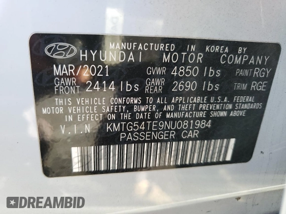 2022 Genesis G70 3.3T with VIN KMTG54TE9NU081984, listed as a Copart auction lot 79634704 with 63,169 mi miles and Salvage Title. Bid and sale history available at DreamBid. Image 12.