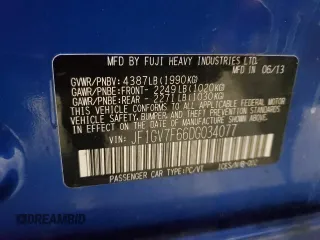 2013 Subaru WRX WRX Limited с VIN JF1GV7F66DG034077, выставлен на аукционе Copart как лот 56159465 с пробегом 147 214 миль миль и Списание • Salvage title. История ставок и продаж доступна на DreamBid. Изображение 12.