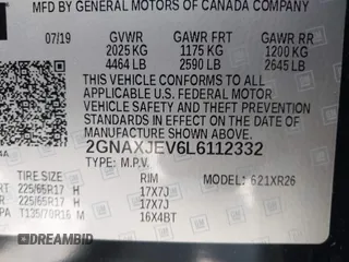 2020 Chevrolet Equinox LT z VIN 2GNAXJEV6L6112332, wystawiony jako IAAI lot #42199570 z przebiegiem 100 242 mil mil oraz . Historia ofert i sprzedaży dostępna na DreamBid. Obrazek 9.