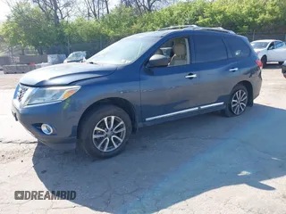 2014 Nissan Pathfinder SV with VIN 5N1AR2MM6EC684928, listed as a IAAI auction lot 42065915 with 46,029 mi miles. Bid and sale history available at carsss.com. Image 2.