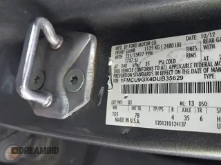 2013 Ford Escape SE with VIN 1FMCU9GX4DUB35629, listed as a IAAI auction lot 42446685 with 103,420 mi miles and . Bid and sale history available at DreamBid. Image 9.