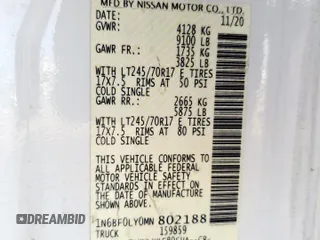 2021 Nissan NV Cargo SV z VIN 1N6BF0LY0MN802188, wystawiony jako Copart lot #49993645 z przebiegiem 161 274 mil mil oraz Szkoda całkowita • Salvage title. Historia ofert i sprzedaży dostępna na DreamBid. Obrazek 12.