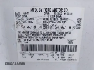 2011 Ford F-150 XL with VIN 1FTMF1EM4BKE14312, listed as a IAAI auction lot 41700715 with 269,462 mi miles and . Bid and sale history available at DreamBid. Image 9.