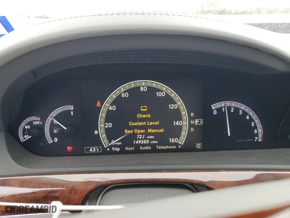 2010 Mercedes-Benz S-Class S 550 with VIN WDDNG7BB1AA350327, listed as a Copart auction lot 46412375 with 149,585 mi miles and Salvage Title. Bid and sale history available at carsss.com. Image 9.