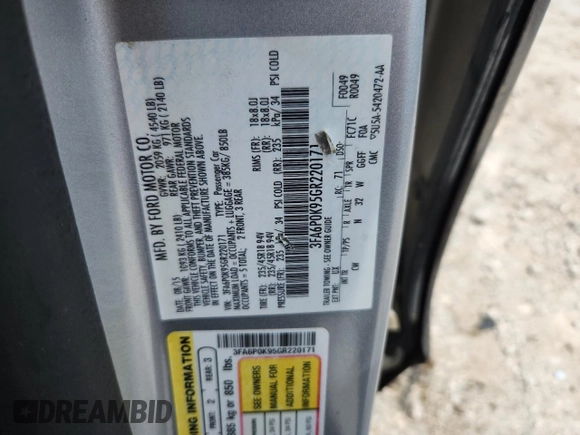2016 Ford Fusion Titanium z VIN 3FA6P0K95GR220171, wystawiony jako Copart lot #64980565 z przebiegiem 202 852 mil mil oraz Czysty tytuł • Clean title. Historia ofert i sprzedaży dostępna na DreamBid. Obrazek 12.