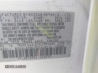 2019 Nissan Sentra S z VIN 3N1AB7AP6KY413233, wystawiony jako IAAI lot #42281572 z przebiegiem 111 297 mil mil oraz . Historia ofert i sprzedaży dostępna na DreamBid. Obrazek 9.