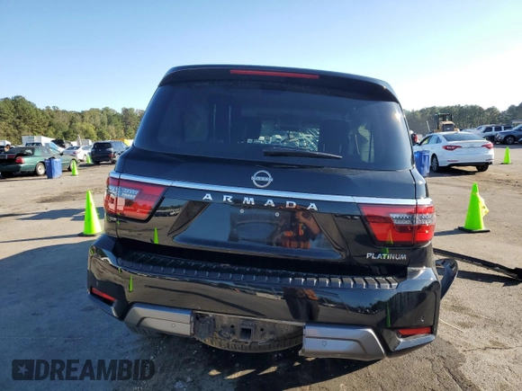 2023 Nissan Armada Platinum with VIN JN8AY2DA2P9403970, listed as a Copart auction lot 80102464 with 36,957 mi miles and Salvage Title. Bid and sale history available at carsss.com. Image 6.