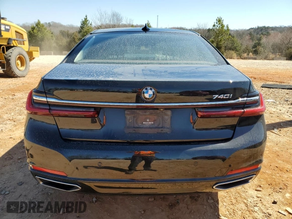 2020 BMW 7 Series 740i with VIN WBA7T2C07LCD79725, listed as a Copart auction lot 48498255 with 57,580 mi miles and Salvage title. Bid and sale history available at DreamBid. Image 6.