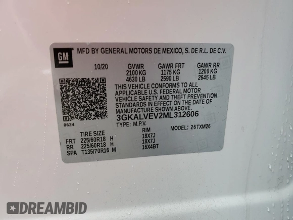 2021 GMC Terrain SLT с VIN 3GKALVEV2ML312606, выставлен на аукционе Copart как лот 54784575 с пробегом 77 136 миль миль и Списание • Salvage title. История ставок и продаж доступна на DreamBid. Изображение 13.