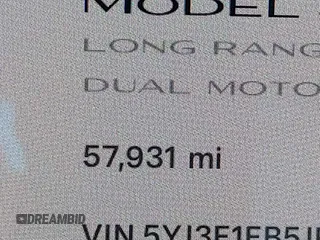 2018 Tesla Model 3 Long Range Battery with VIN 5YJ3E1EB5JF100578, listed as a IAAI auction lot 41959766 with 57,931 mi miles and . Bid and sale history available at DreamBid. Image 15.