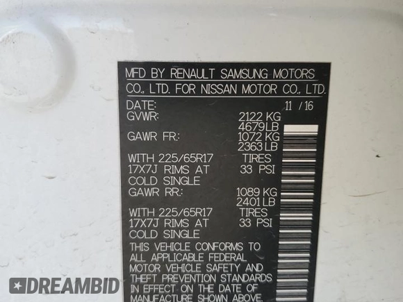 2017 Nissan Rogue SV with VIN KNMAT2MV5HP526382, listed as a Copart auction lot 49167525 with 144,337 mi miles and Salvage Title. Bid and sale history available at carsss.com. Image 14.