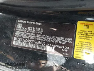 2016 BMW M4 with VIN WBS3U9C50GP969434, listed as a IAAI auction lot 41849452 with 82,322 mi miles. Bid and sale history available at carsss.com. Image 9.