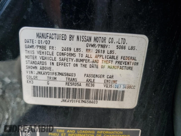 2007 Infiniti M x with VIN JNKAY01F67M458403, listed as a Copart auction lot 70692224 with 224,420 mi miles and Salvage Title. Bid and sale history available at carsss.com. Image 14.