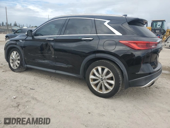 2019 Infiniti QX50 LUXE with VIN 3PCAJ5M17KF122876, listed as a Copart auction lot 52602035 with 95,387 mi miles and Salvage Title. Bid and sale history available at carsss.com. Image 2.