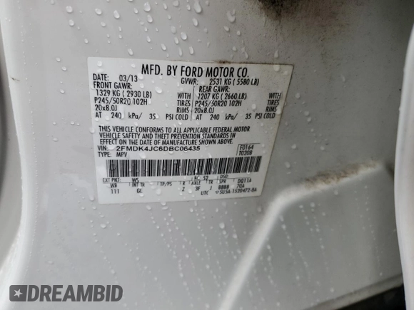 2013 Ford Edge SEL z VIN 2FMDK4JC6DBC06435, wystawiony jako Copart lot #54559065 z przebiegiem 163 407 mil mil oraz Szkoda całkowita • Salvage title. Historia ofert i sprzedaży dostępna na DreamBid. Obrazek 14.