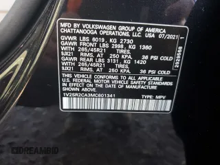 2021 Volkswagen Atlas SEL R-Line with VIN 1V2SR2CA3MC601341, listed as a Copart auction lot 52170625 with 98,828 mi miles and Salvage title. Bid and sale history available at DreamBid. Image 15.