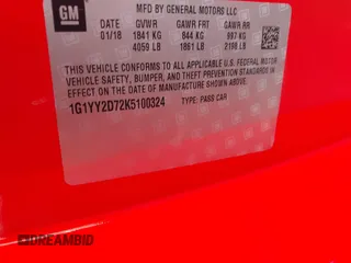 2019 Chevrolet Corvette Grand Sport 2LT z VIN 1G1YY2D72K5100324, wystawiony jako IAAI lot #41603069 z przebiegiem 19 463 mil mil oraz . Historia ofert i sprzedaży dostępna na DreamBid. Obrazek 9.