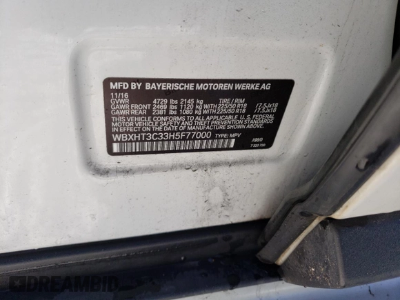 2017 BMW X1 xDrive28i with VIN WBXHT3C33H5F77000, listed as a Copart auction lot 41860993 with 113,553 mi miles. Bid and sale history available at carsss.com. Image 12.