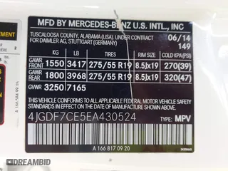 2014 Mercedes-Benz GL-Class GL 450 with VIN 4JGDF7CE5EA430524, listed as a IAAI auction lot 42020941 with 84,544 mi miles. Bid and sale history available at carsss.com. Image 9.