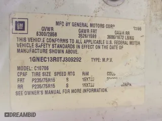1996 Chevrolet Tahoe Limited with VIN 1GNEC13R0TJ309292, listed as a IAAI auction lot 41412643 with 219,815 mi miles. Bid and sale history available at carsss.com. Image 9.