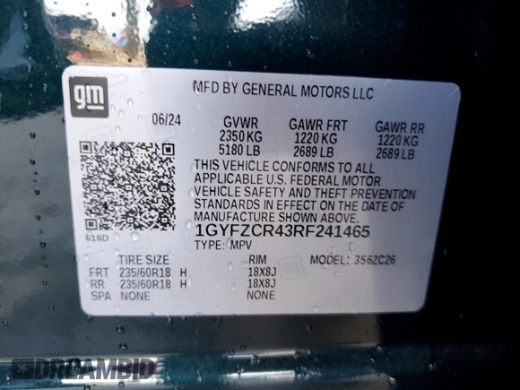 2024 Cadillac XT4 FWD Premium Luxury z VIN 1GYFZCR43RF241465, wystawiony jako Copart lot #49428795 z przebiegiem Nie podano mil oraz Szkoda całkowita • Salvage title. Historia ofert i sprzedaży dostępna na DreamBid. Obrazek 16.