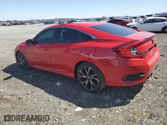 2019 Honda Civic Sedan Sport with VIN 2HGFC2F80KH604206, listed as a Copart auction lot 51658615 with 75,195 mi miles and Salvage Title. Bid and sale history available at carsss.com. Image 2.