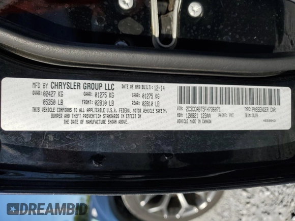 2015 Chrysler 300 S z VIN 2C3CCABT5FH736071, wystawiony jako Copart lot #52608825 z przebiegiem 189 263 mil mil oraz Nie do naprawy • Non repairable. Historia ofert i sprzedaży dostępna na DreamBid. Obrazek 12.