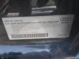 2010 Audi A4 2.0T Premium Plus with VIN WAUWFAFL8AA124963, listed as a IAAI auction lot 41405032 with 180,364 mi miles. Bid and sale history available at carsss.com. Image 9.
