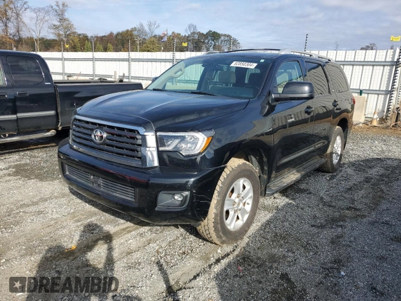 2018 Toyota Sequoia SR5 with VIN 5TDBY5G19JS163466, listed as a Copart auction lot 82850304 with 165,339 mi miles and Non Repairable. Bid and sale history available at carsss.com. Image 1.