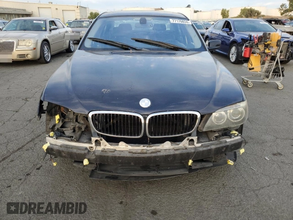 2006 BMW 7 Series 750i with VIN WBAHL83506DT05674, listed as a Copart auction lot 77176834 with 263,495 mi miles and Salvage title. Bid and sale history available at DreamBid. Image 5.