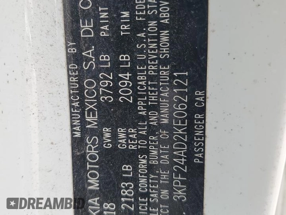 2019 Kia Forte LXS with VIN 3KPF24AD2KE062121, listed as a Copart auction lot 52287575 with 143,814 mi miles and Salvage Title. Bid and sale history available at carsss.com. Image 12.