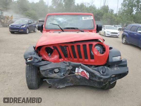 2020 Jeep Wrangler Unlimited Sport S with VIN 1C4HJXDG9LW285783, listed as a Copart auction lot 60877335 with 43,248 mi miles and Salvage title. Bid and sale history available at DreamBid. Image 5.