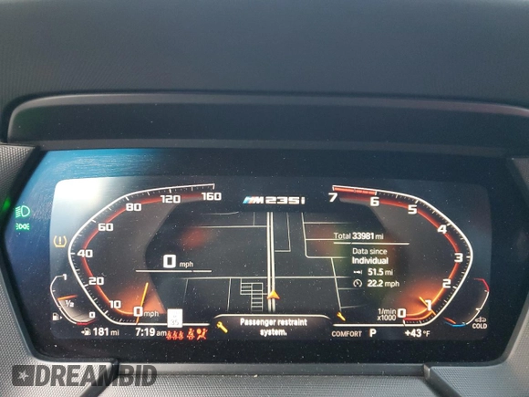 2020 BMW 2 Series M235i xDrive with VIN WBA13AL0XL7F56129, listed as a Copart auction lot 82945073 with 33,981 mi miles. Bid and sale history available at carsss.com. Image 9.