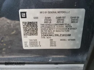 2020 GMC Acadia SLE with VIN 1GKKNKLS9LZ181168, listed as a Copart auction lot 83037714 with 96,614 mi miles and Salvage Title. Bid and sale history available at carsss.com. Image 13.