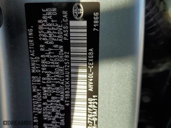 2010 Toyota Camry Hybrid with VIN 4T1BB3EK4AU125782, listed as a Copart auction lot 50256555 with 28,618 mi miles and Salvage Title. Bid and sale history available at carsss.com. Image 14.