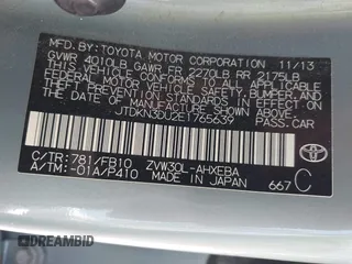 2014 Toyota Prius Four with VIN JTDKN3DU2E1765639, listed as a IAAI auction lot 42433480 with 97,083 mi miles and . Bid and sale history available at DreamBid. Image 9.