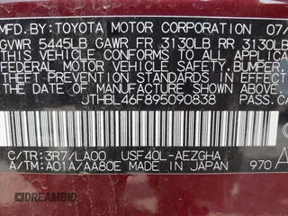 2009 Lexus LS 460 with VIN JTHBL46F895090838, listed as a IAAI auction lot 42437405 with 174,271 mi miles and . Bid and sale history available at DreamBid. Image 9.