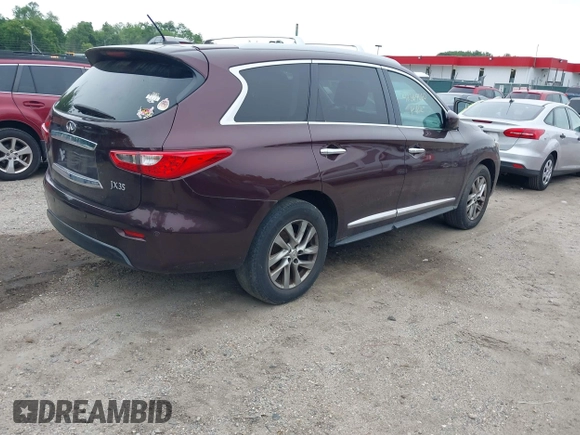2013 Infiniti JX35 z VIN 5N1AL0MMXDC306339, wystawiony jako IAAI lot #42364060 z przebiegiem 237 711 mil mil oraz . Historia ofert i sprzedaży dostępna na DreamBid. Obrazek 4.
