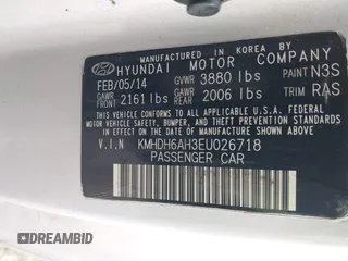 2014 Hyundai Elantra z VIN KMHDH6AH3EU026718, wystawiony jako IAAI lot #41721610 z przebiegiem 109 338 mil mil oraz . Historia ofert i sprzedaży dostępna na DreamBid. Obrazek 9.