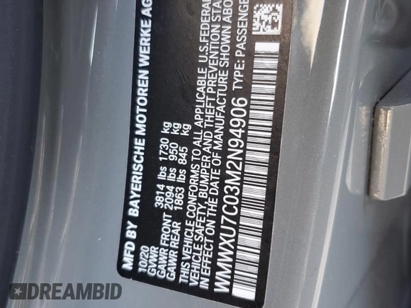 2021 MINI Hardtop 4 Door Oxford Edition with VIN WMWXU7C03M2N94906, listed as a Copart auction lot 75537424 with Not provided miles and Non repairable. Bid and sale history available at DreamBid. Image 13.