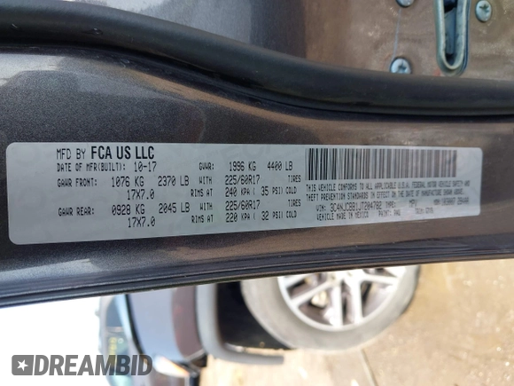 2018 Jeep Compass Latitude with VIN 3C4NJCBB1JT204782, listed as a IAAI auction lot 42539508 with 127,770 mi miles and . Bid and sale history available at DreamBid. Image 9.