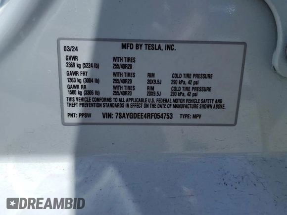 2024 Tesla Model Y Long Range with VIN 7SAYGDEE4RF054753, listed as a Copart auction lot 57989375 with 21,394 mi miles and Salvage title. Bid and sale history available at DreamBid. Image 13.